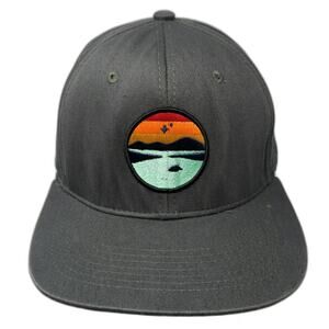 Base Level Snapback Gray One Size Embroidered Landscape Sunset Mountain Hat